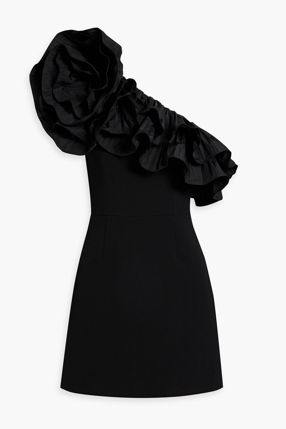 Rebecca Vallance Eva One-shoulder Ruffled Minidress In Black