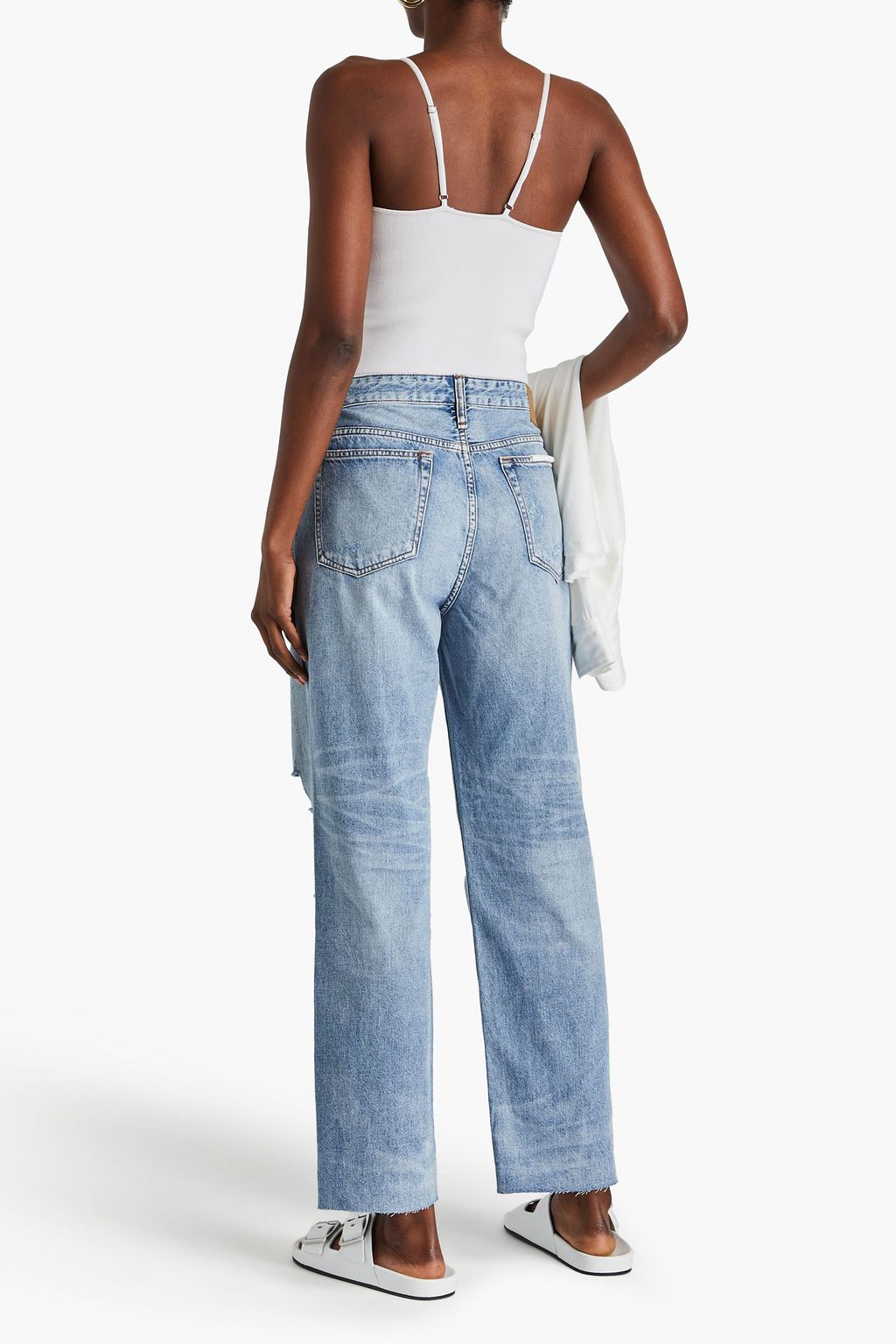 RAG & BONE جينز بقصّة تضيق تدريجياً بخصر مرتفع وبتأثير معتق