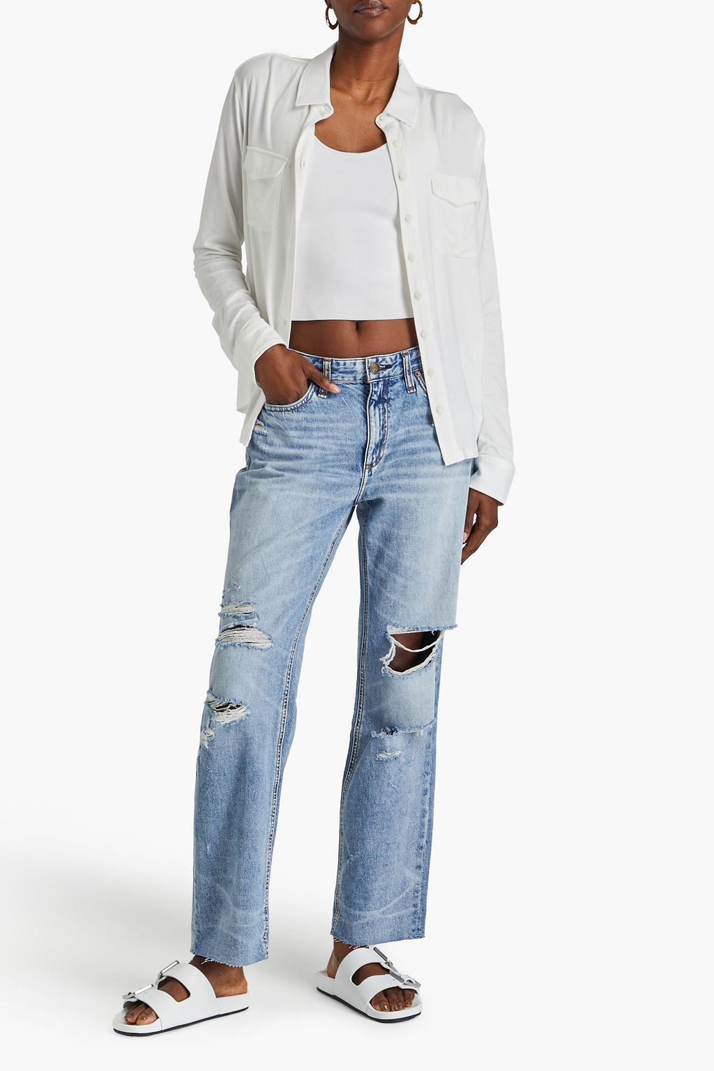 RAG & BONE جينز بقصّة تضيق تدريجياً بخصر مرتفع وبتأثير معتق