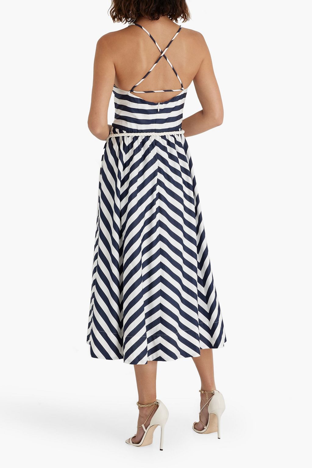 REBECCA VALLANCE Katerina striped cotton-poplin midi dress