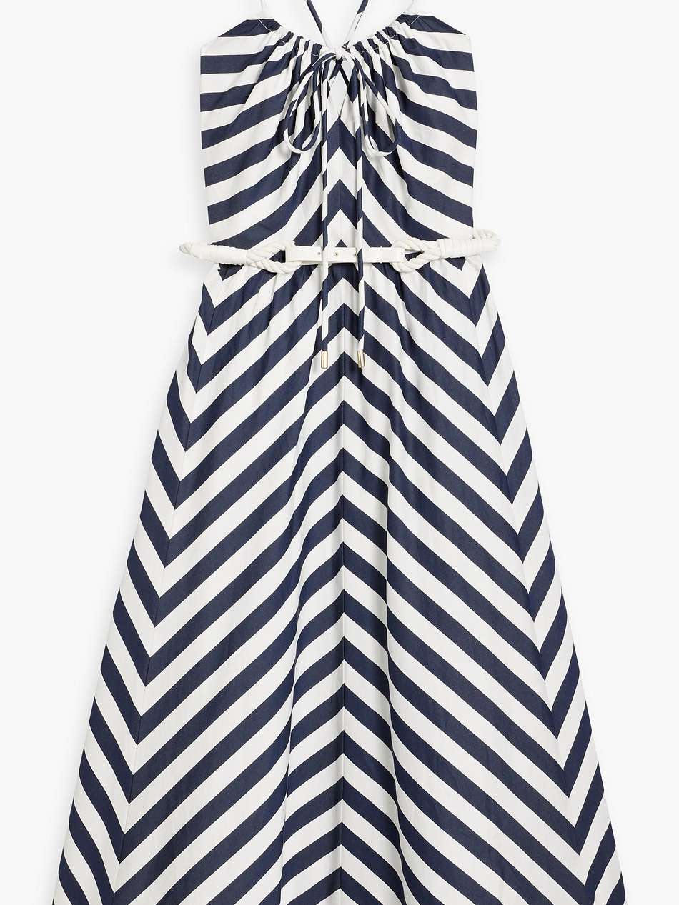 katerina striped cotton-poplin midi dress