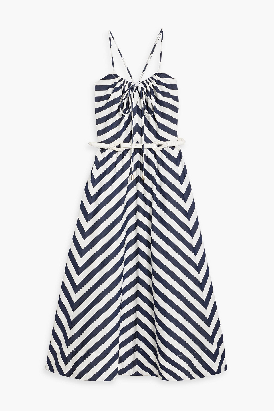 Katerina striped cotton-poplin midi dress