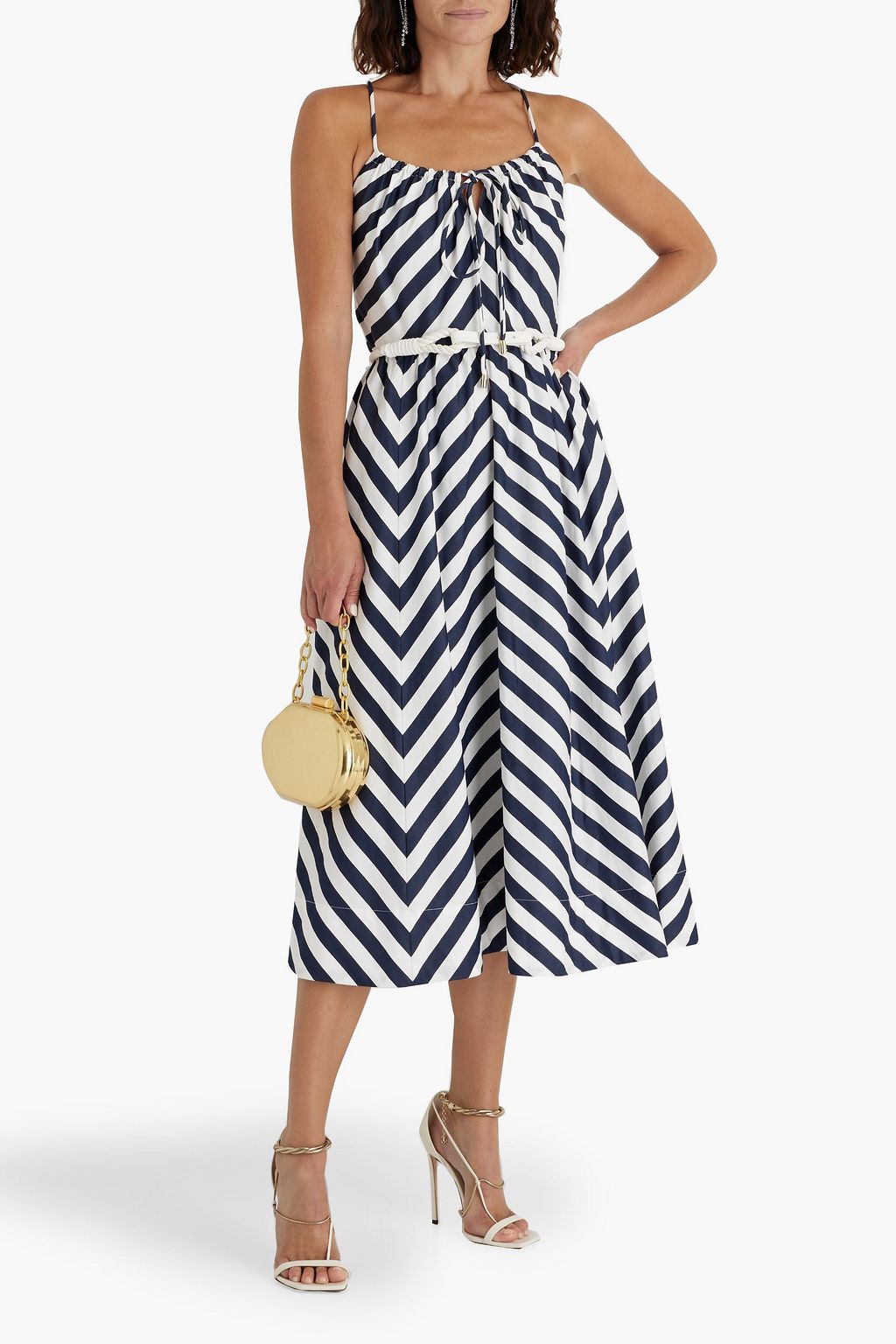 REBECCA VALLANCE Katerina striped cotton-poplin midi dress