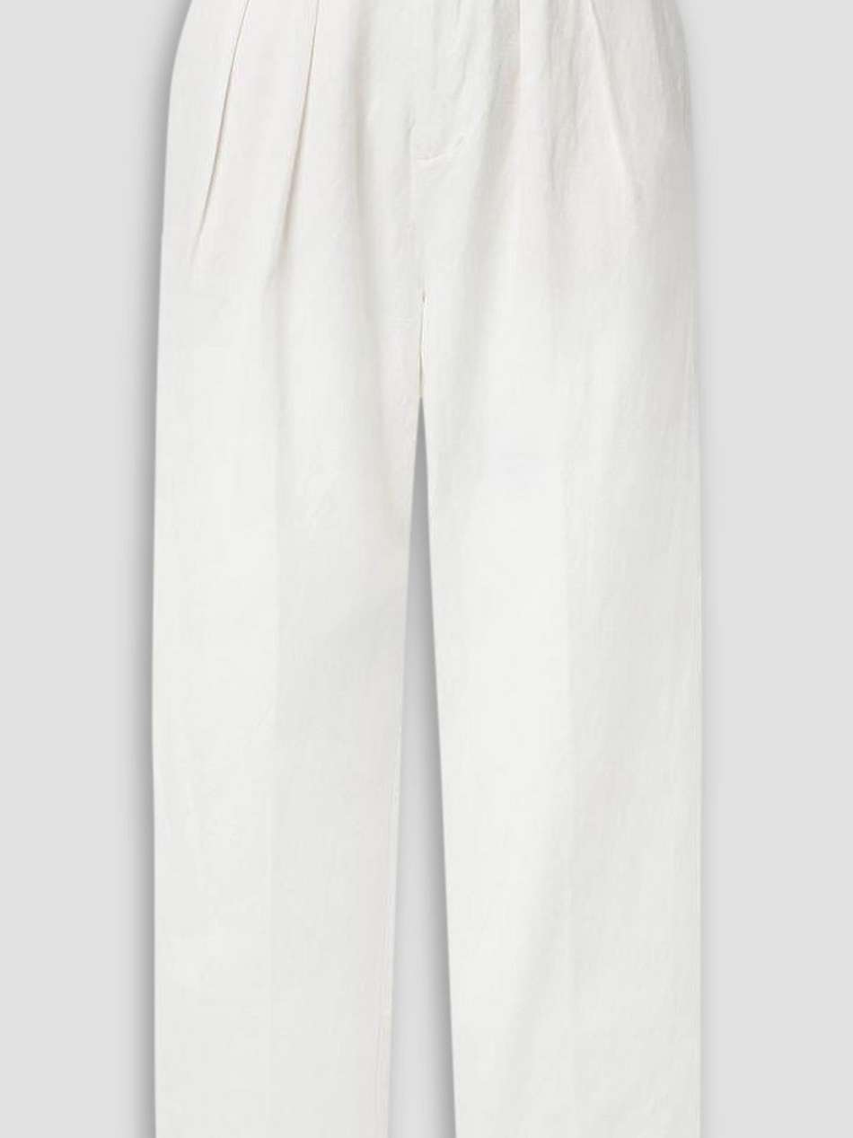 pleated linen, tencel™ and cotton-blend tapered pants