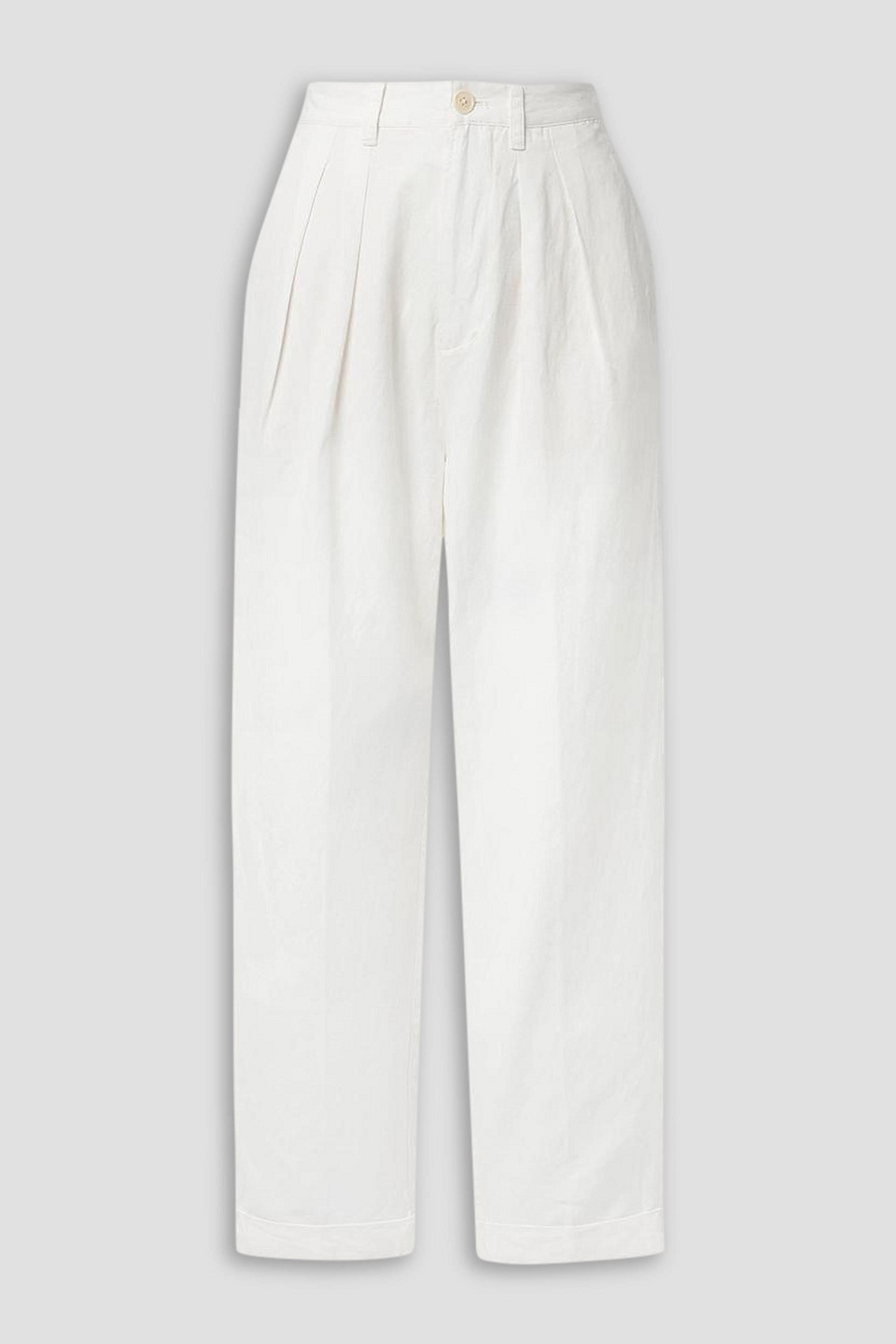 ALEX MILL PLEATED LINEN, TENCEL™ AND COTTON-BLEND TAPERED PANTS