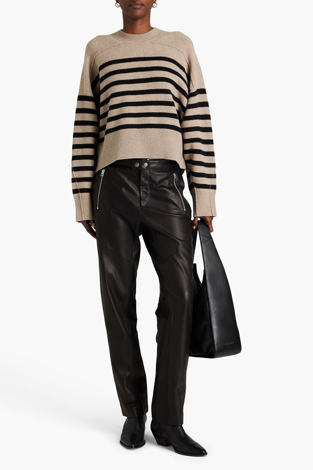 RAG & BONE كنزة رياضية Bridget من مزيج الصوف وبتصميم مخطط
