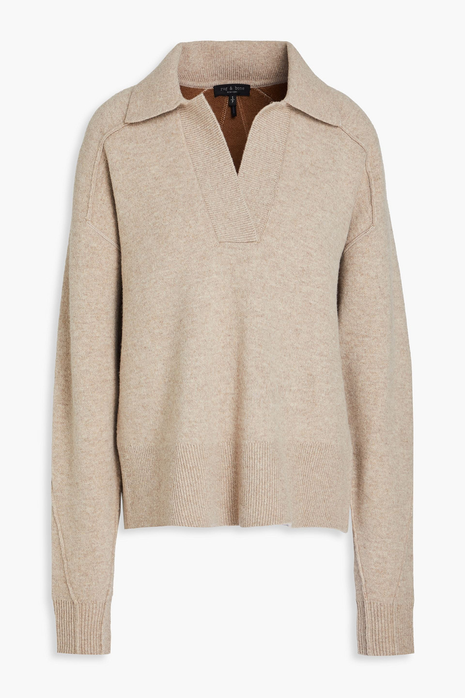 Rag & Bone Bridget Wool-blend Polo Sweater In Mushroom
