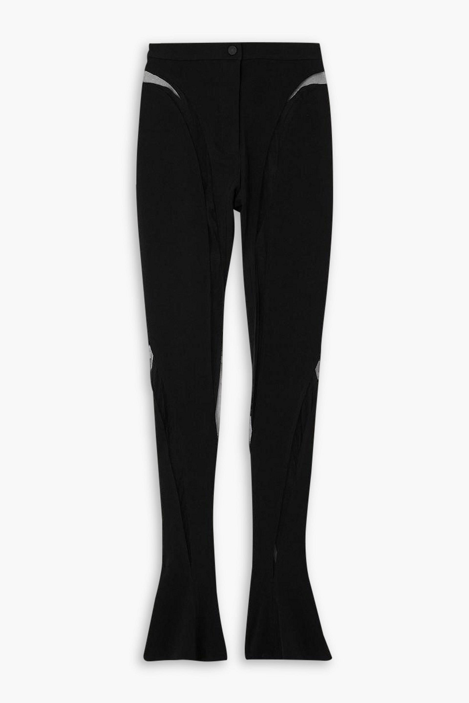 Mugler Illusion Tulle-trimmed Stretch-jersey Leggings In Black