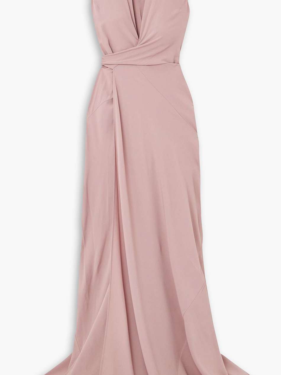 draped crepe de chine wrap gown
