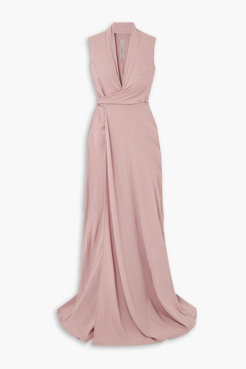 Rick Owens Draped Crepe De Chine Wrap Gown In Antique Rose