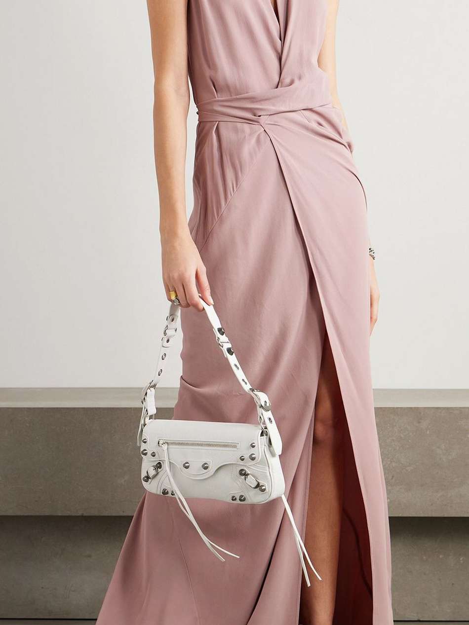 draped crepe de chine wrap gown