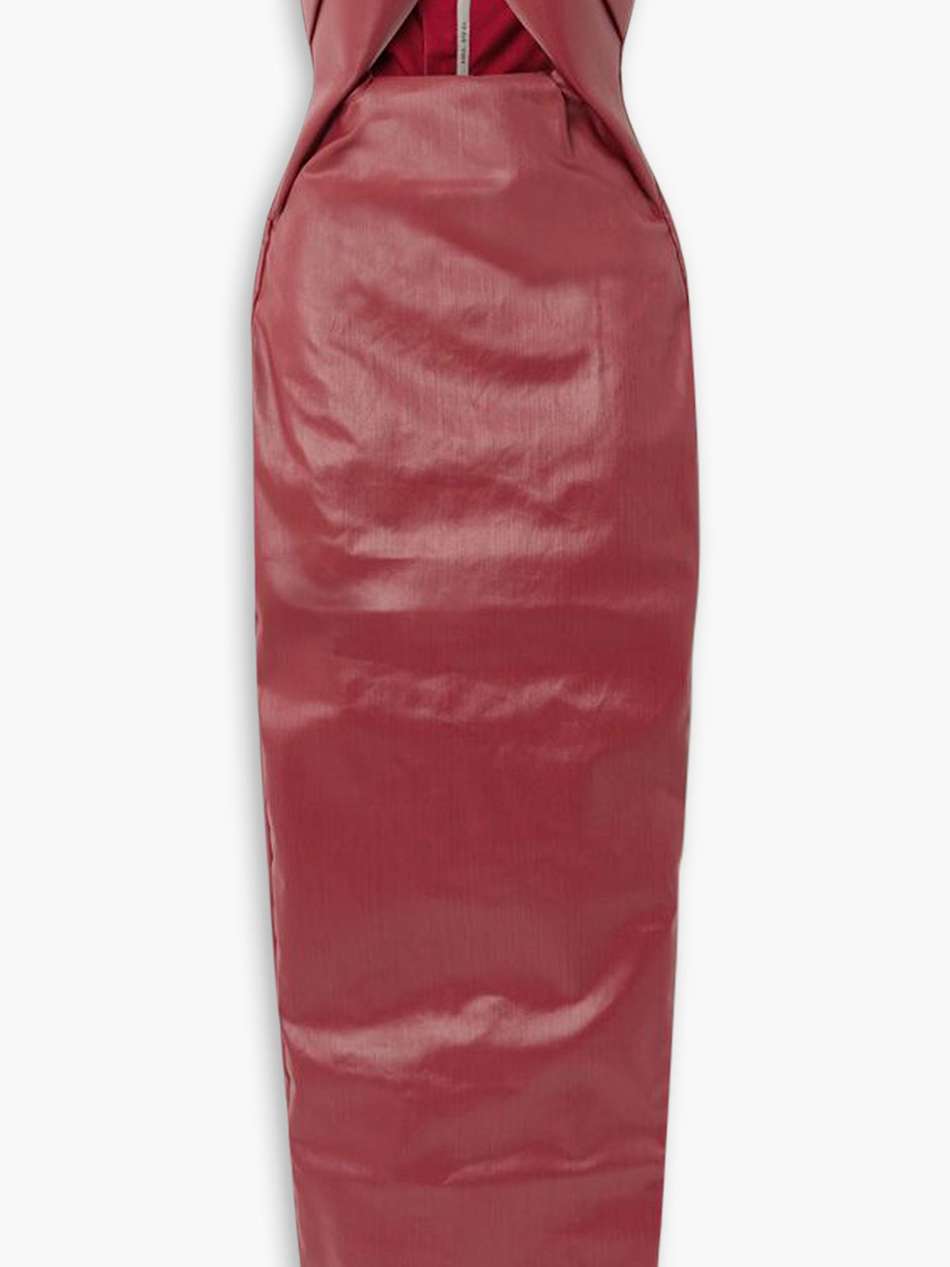 prong strapless coated-denim maxi dress