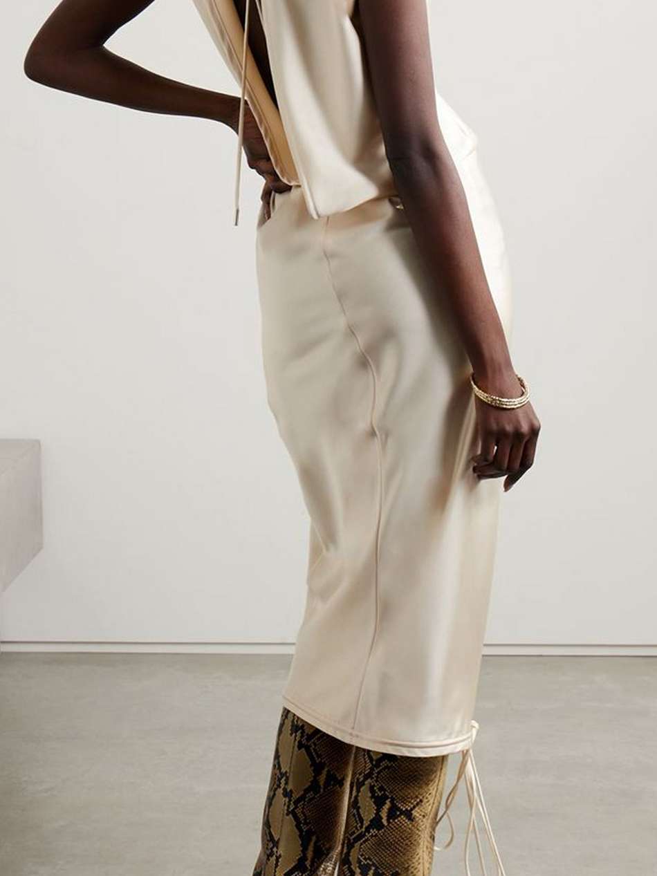 open-back satin midi dress