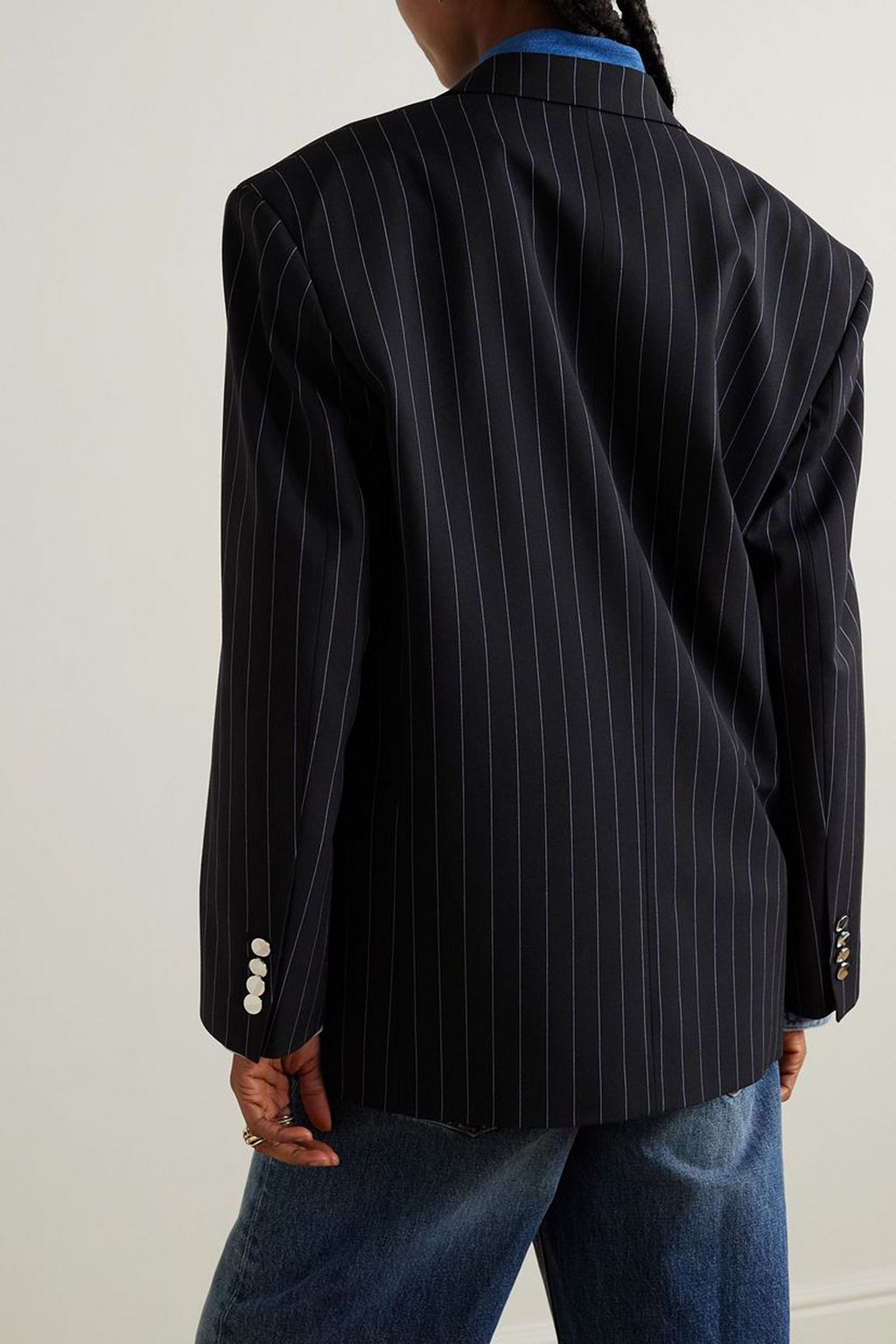 THE ATTICO Glen pinstriped woven blazer
