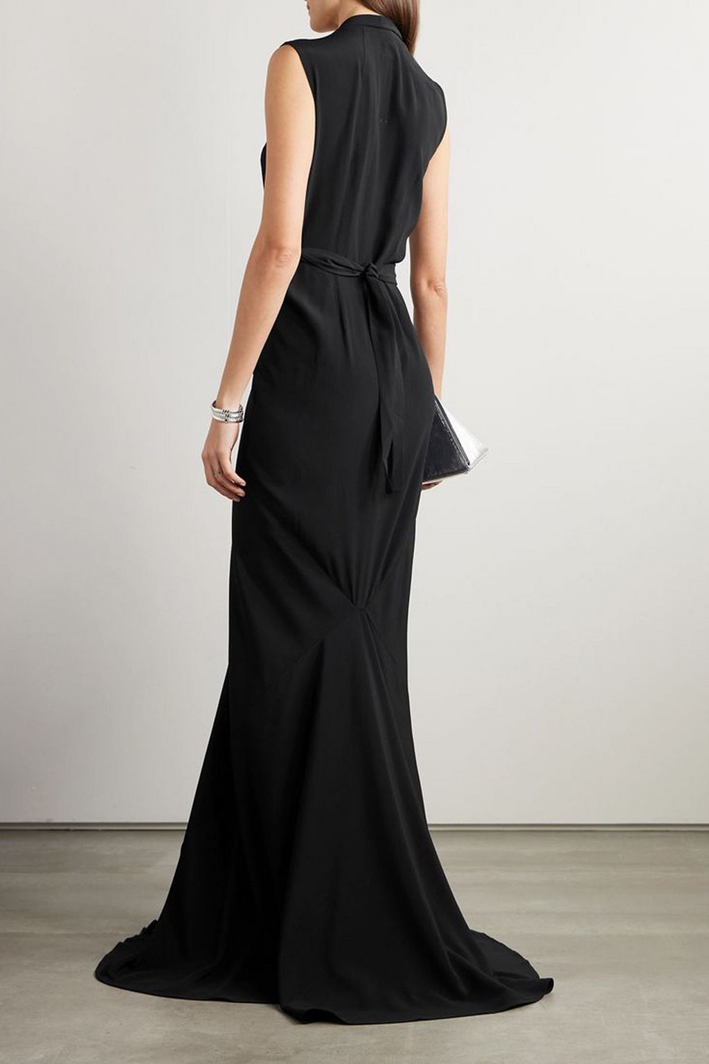RICK OWENS Draped crepe de chine wrap gown