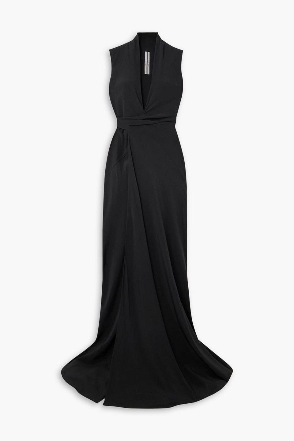 Draped crepe de chine wrap gown