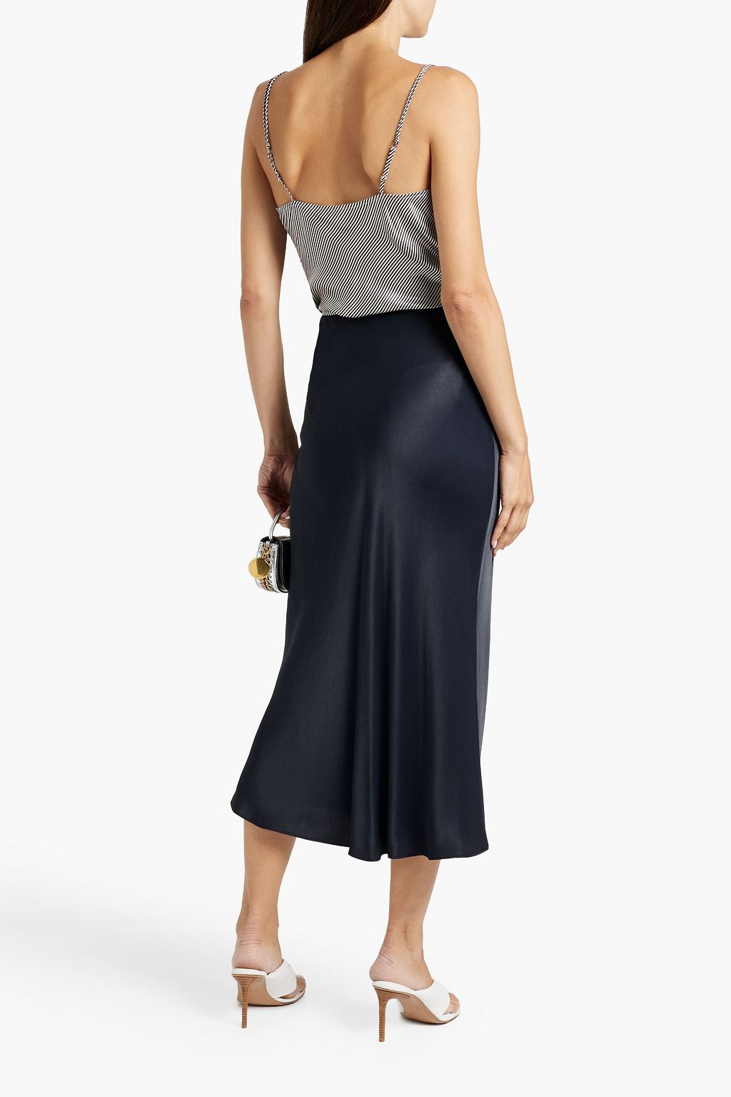 FRAME Striped silk-satin camisole