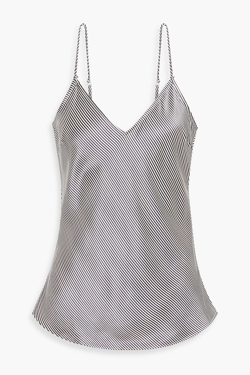 Frame Striped Silk-satin Camisole In Black