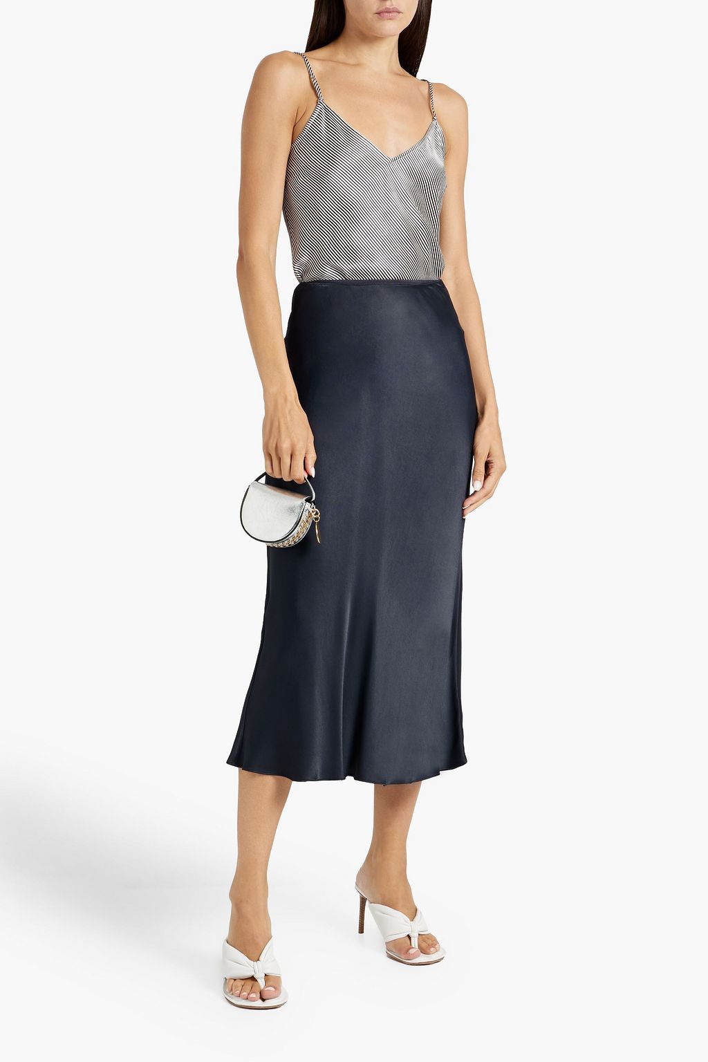 FRAME Striped silk-satin camisole