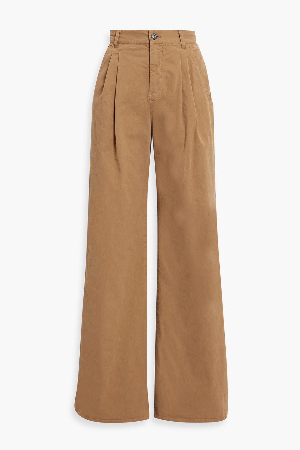 Nili Lotan Flavie Cotton-blend Twill Wide-leg Pants In Camel