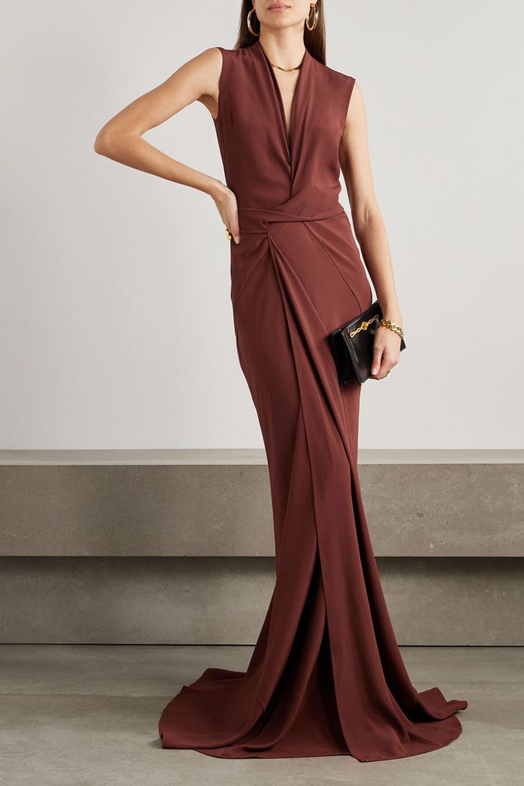 RICK OWENS Draped crepe de chine wrap gown THE OUTNET