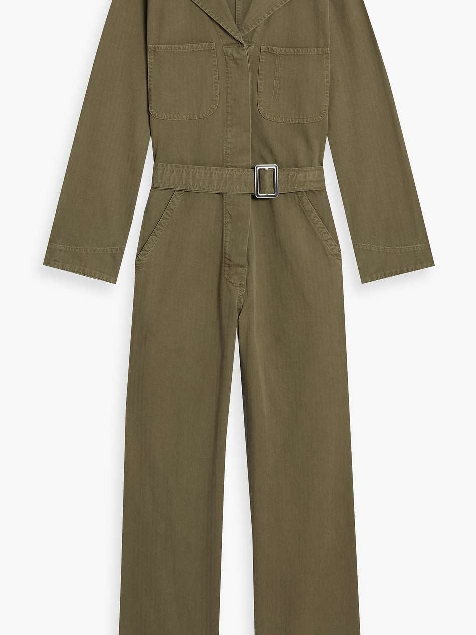 marie belted herringbone cotton jumpsuit