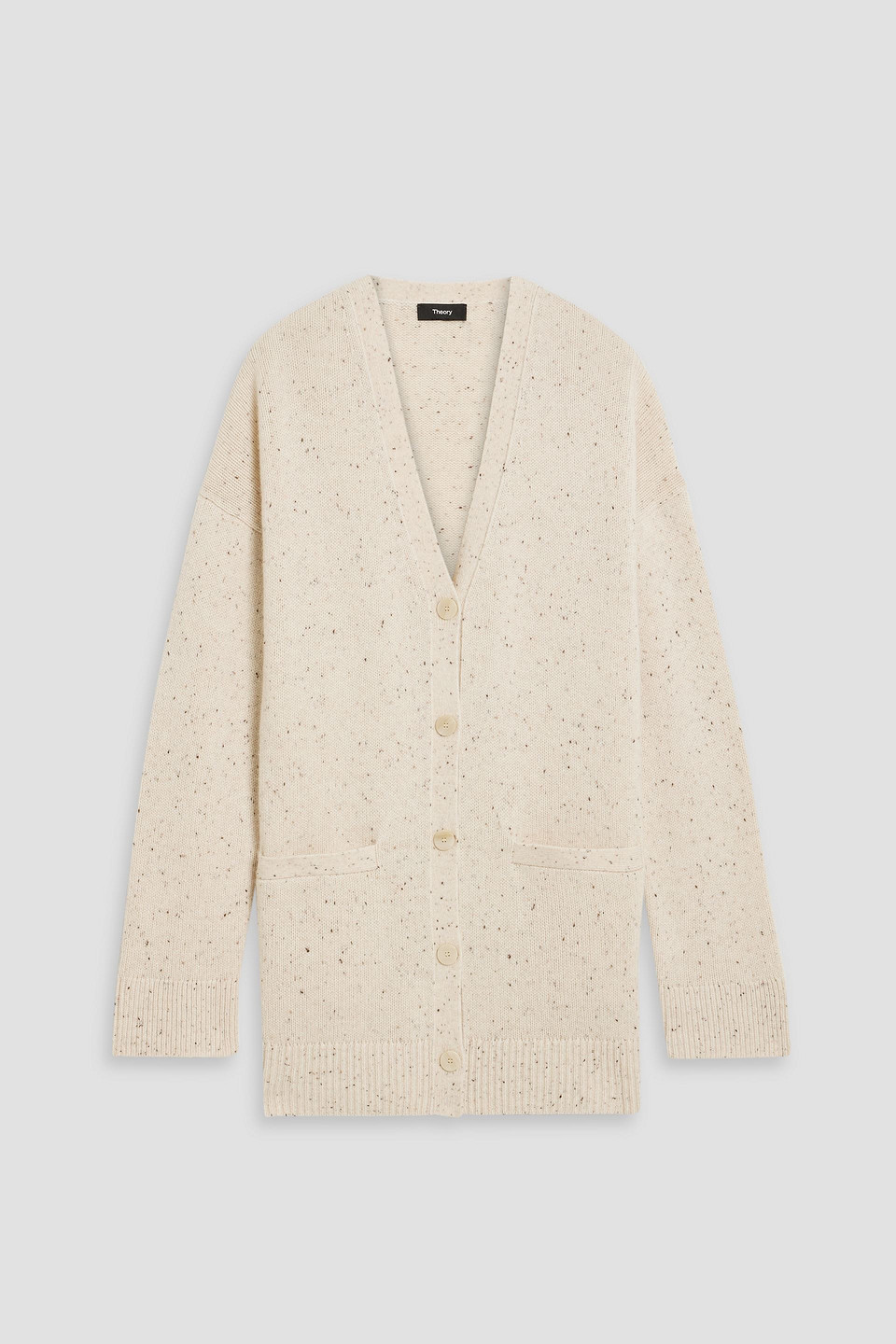 Theory Wool Cashmere Donegal Cardigan In Cream