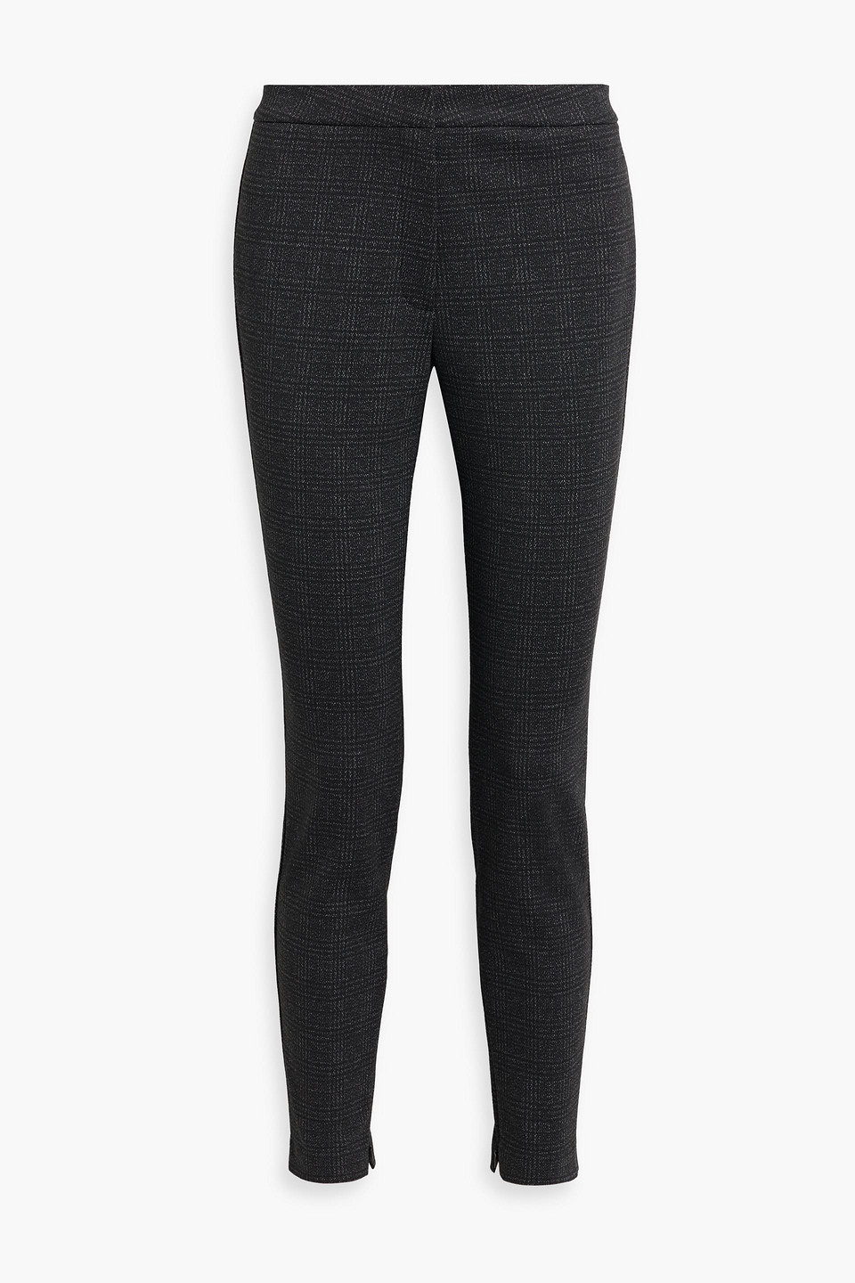 Theory Checked Jersey Slim-leg Pants In Black