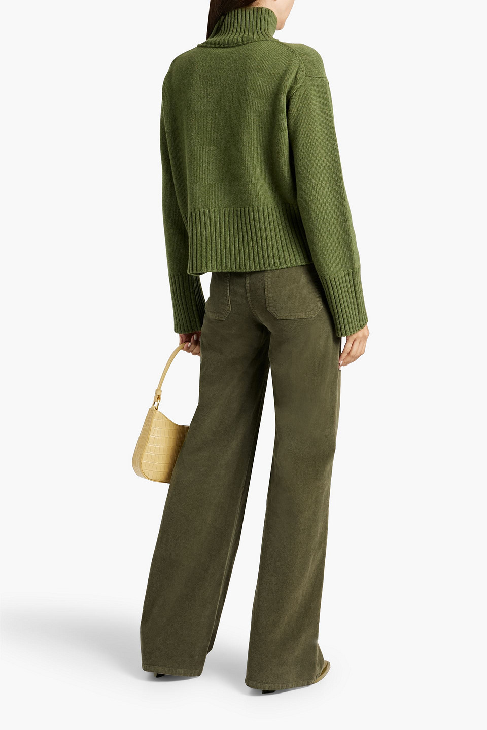 Nili Lotan Florence Cotton-blend Corduroy Flared Pants In Army Green