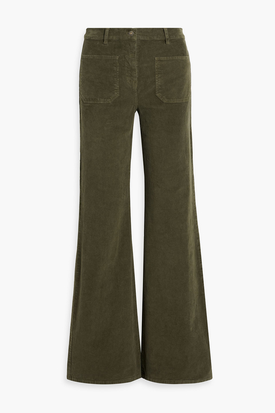 Nili Lotan Florence Cotton-blend Corduroy Flared Pants In Army Green