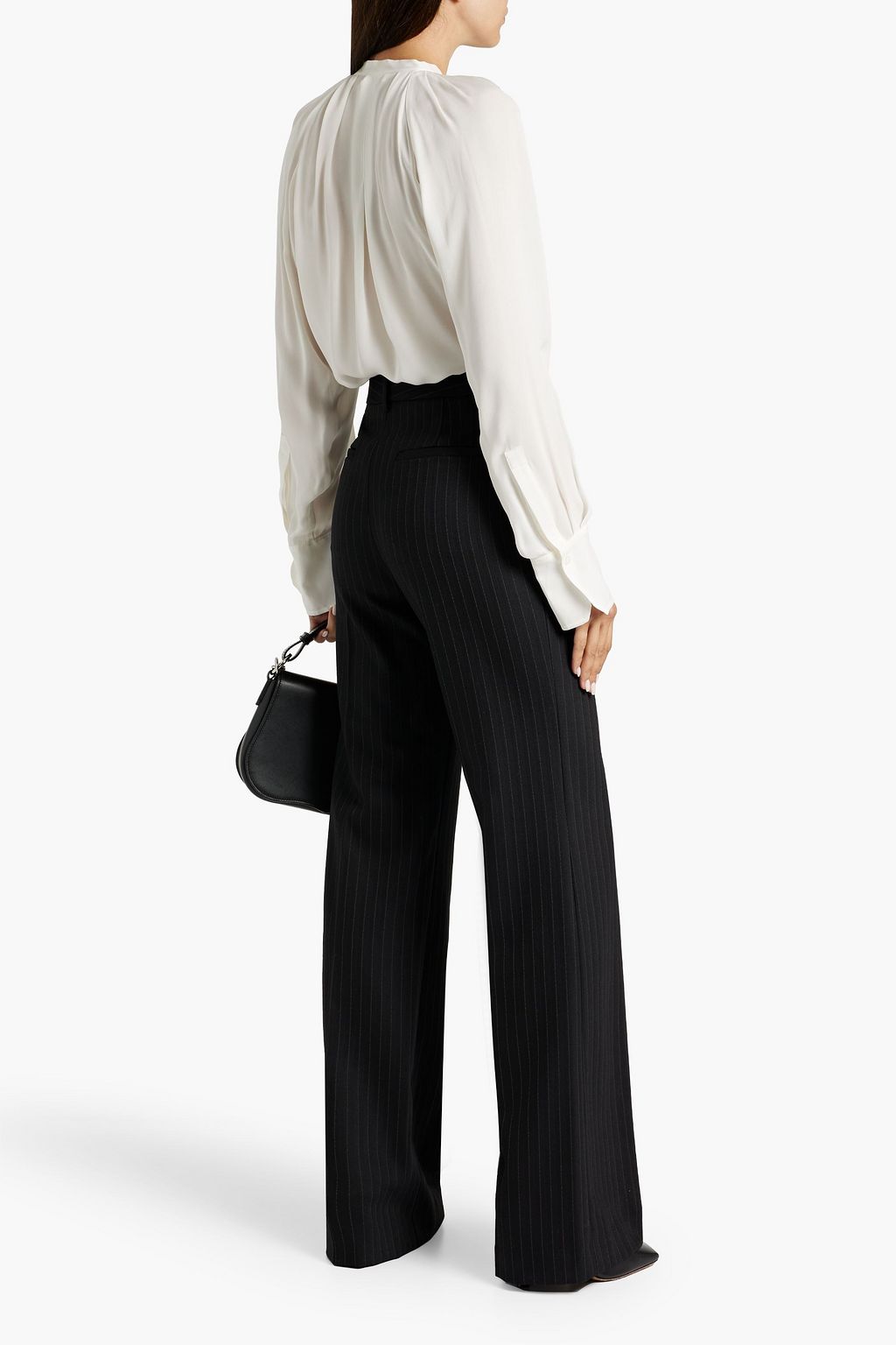 NILI LOTAN Arielle pinstriped wool-blend flared pants