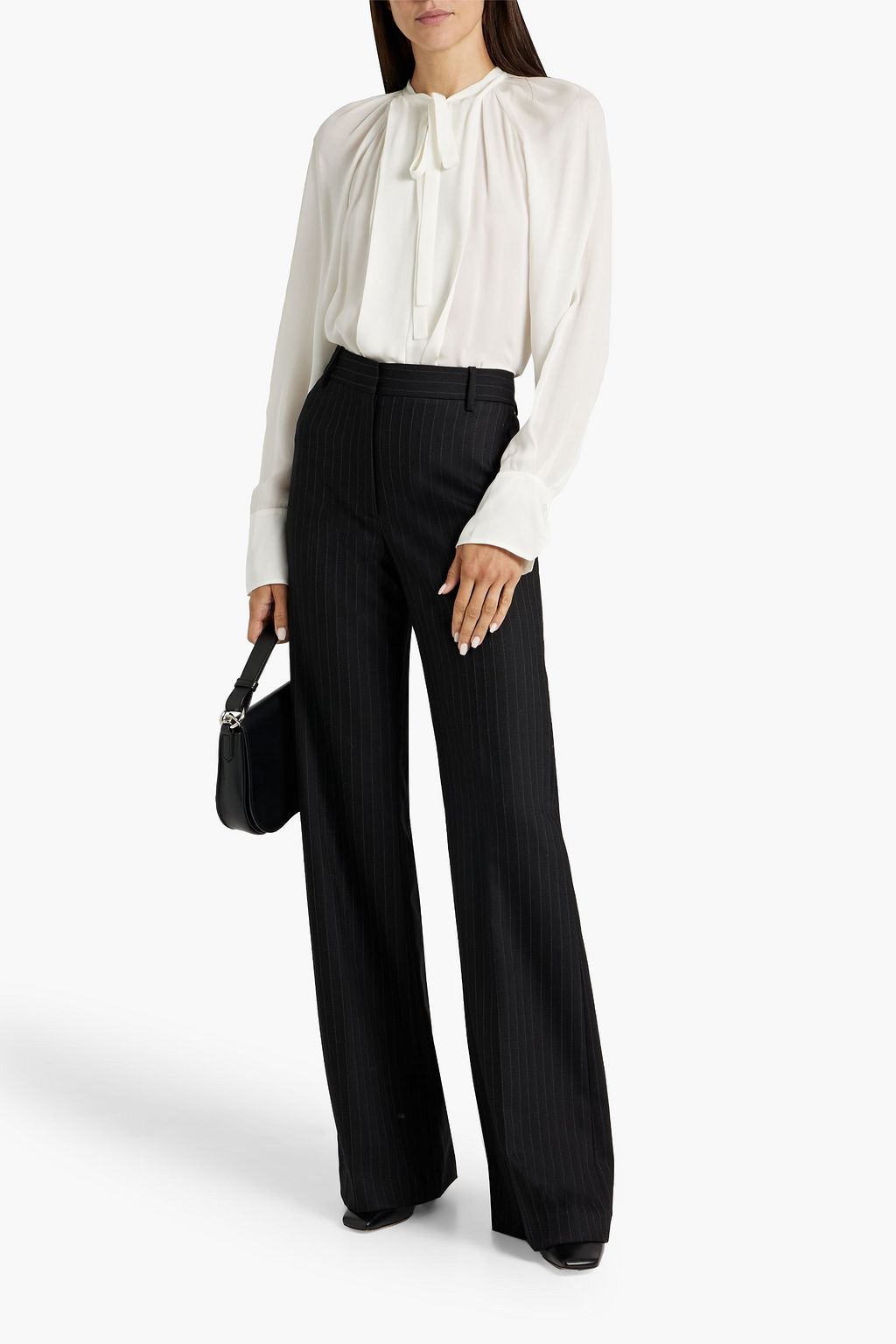 NILI LOTAN Arielle pinstriped wool-blend flared pants