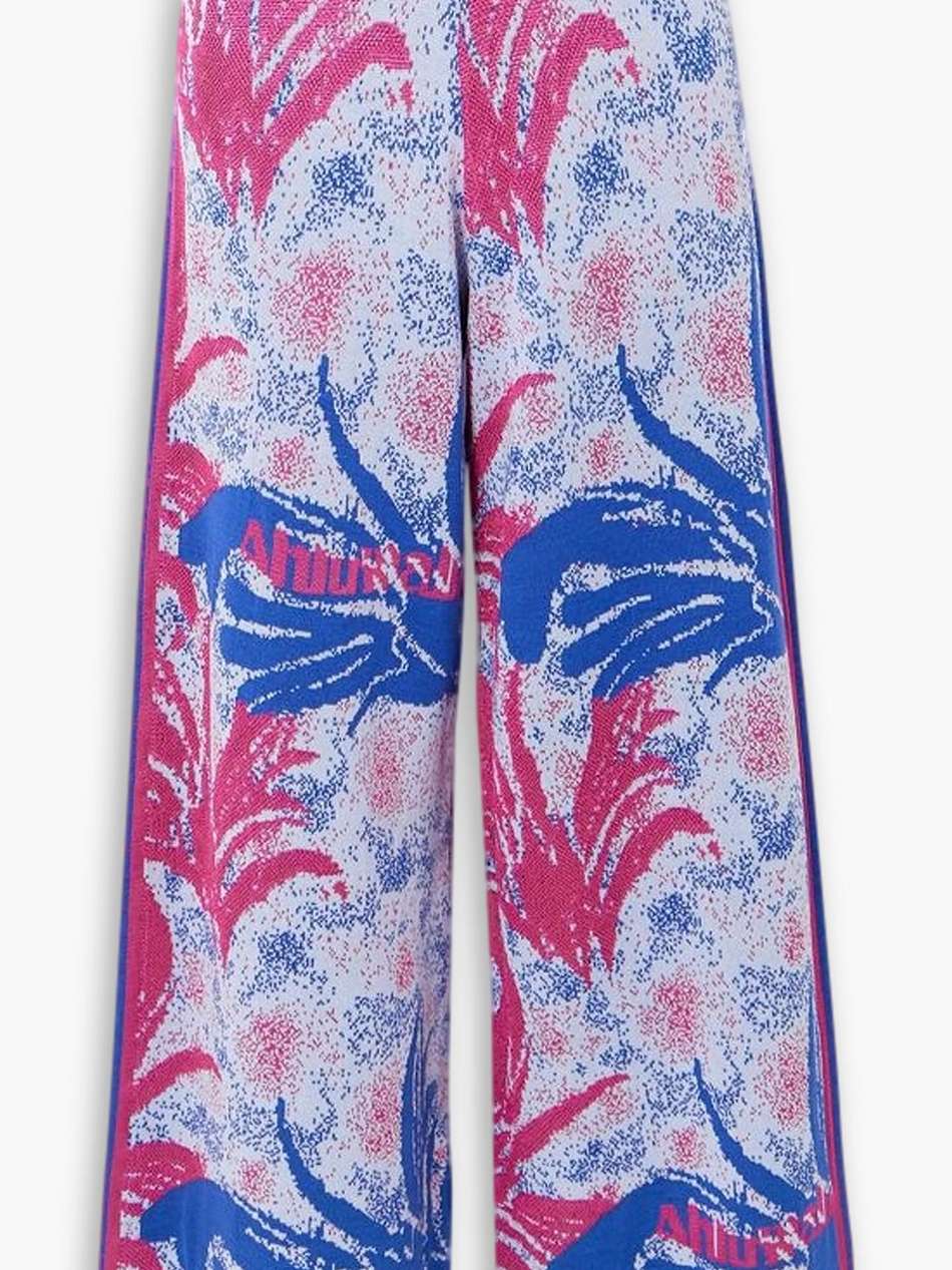 kiara jacquard-knit merino wool wide-leg pants