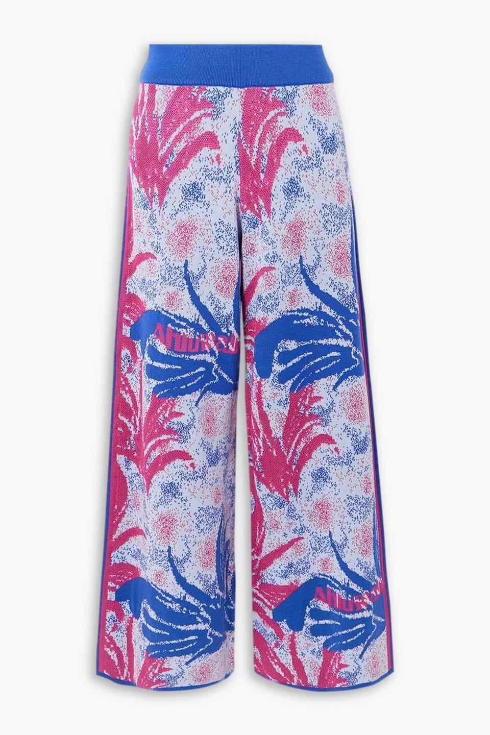Ahluwalia Kiara Jacquard-knit Merino Wool Wide-leg Pants In Royal Blue
