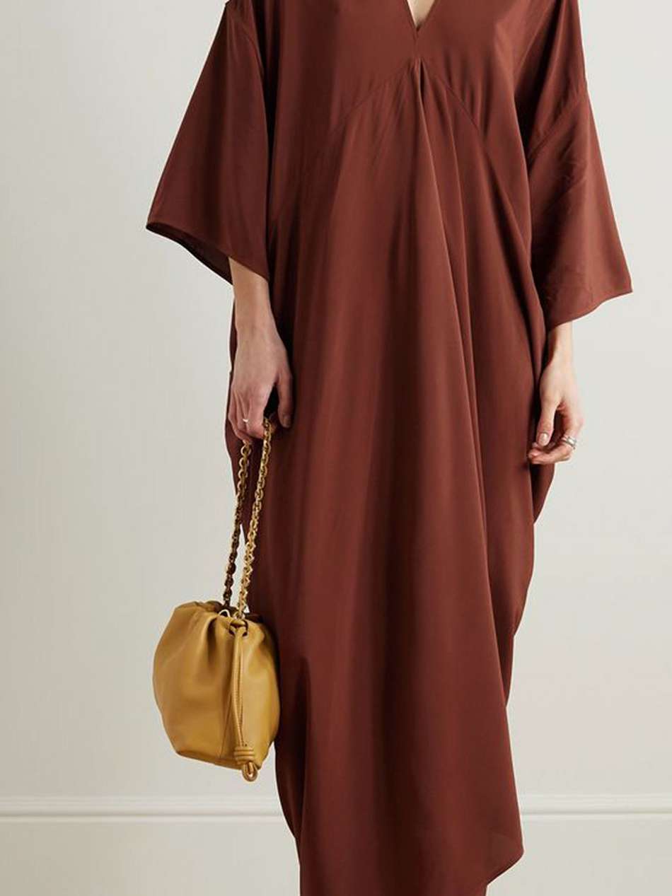 tommykite draped crepe maxi dress