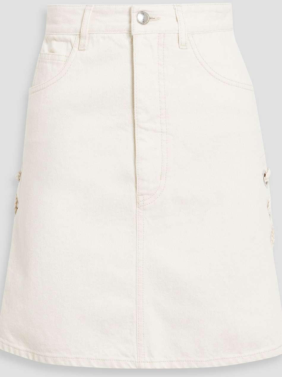 lace-up denim mini skirt