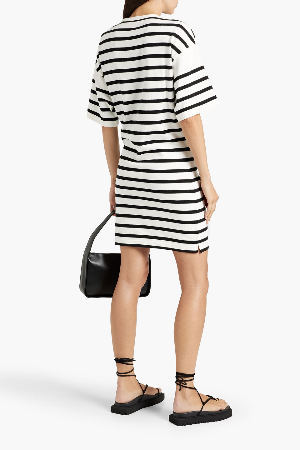Frame Striped Cotton-jersey Mini Dress In White