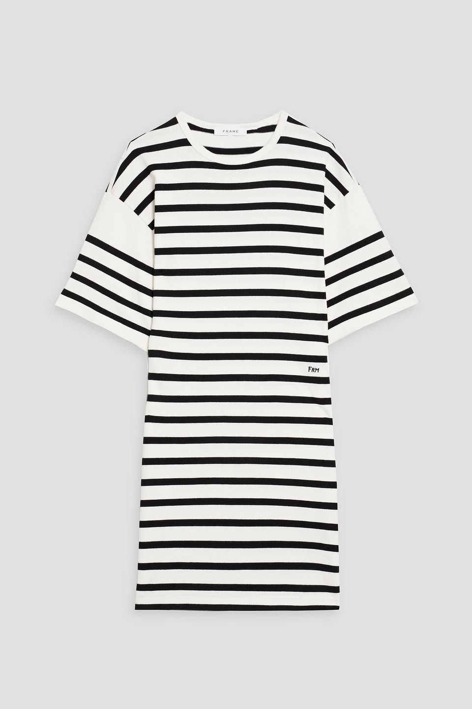 Frame Striped Cotton-jersey Mini Dress In White