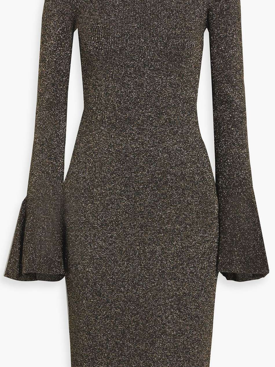 metallic ribbed-knit dress