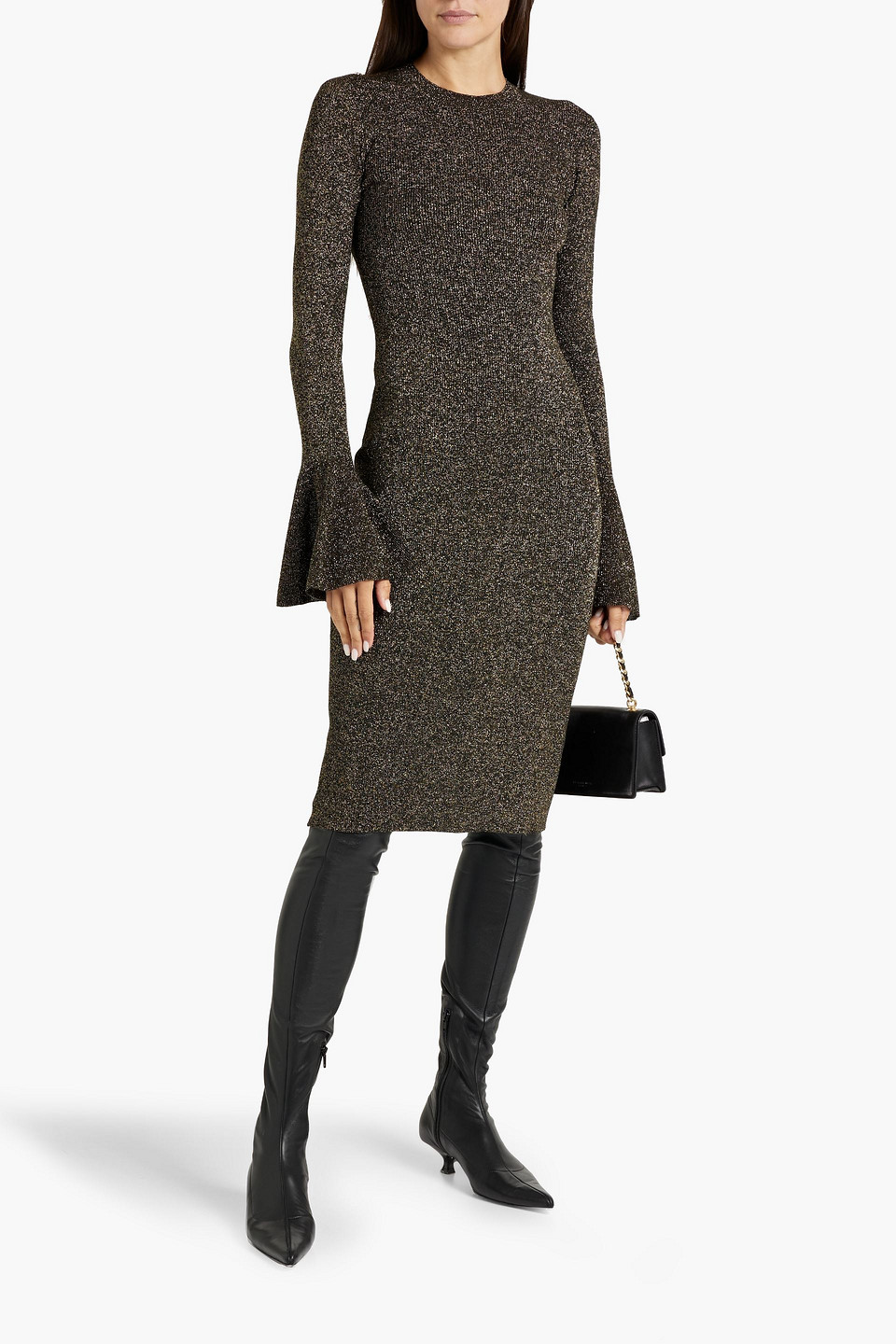  Frame - Kleid Aus Rippstrick Mit Metallic-effekt - Schwarz - Xs 