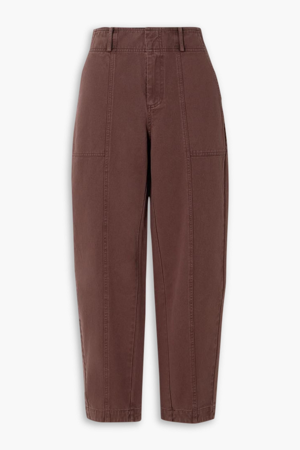 Apiece Apart Mera Cotton-twill Tapered Trousers In Schokolade