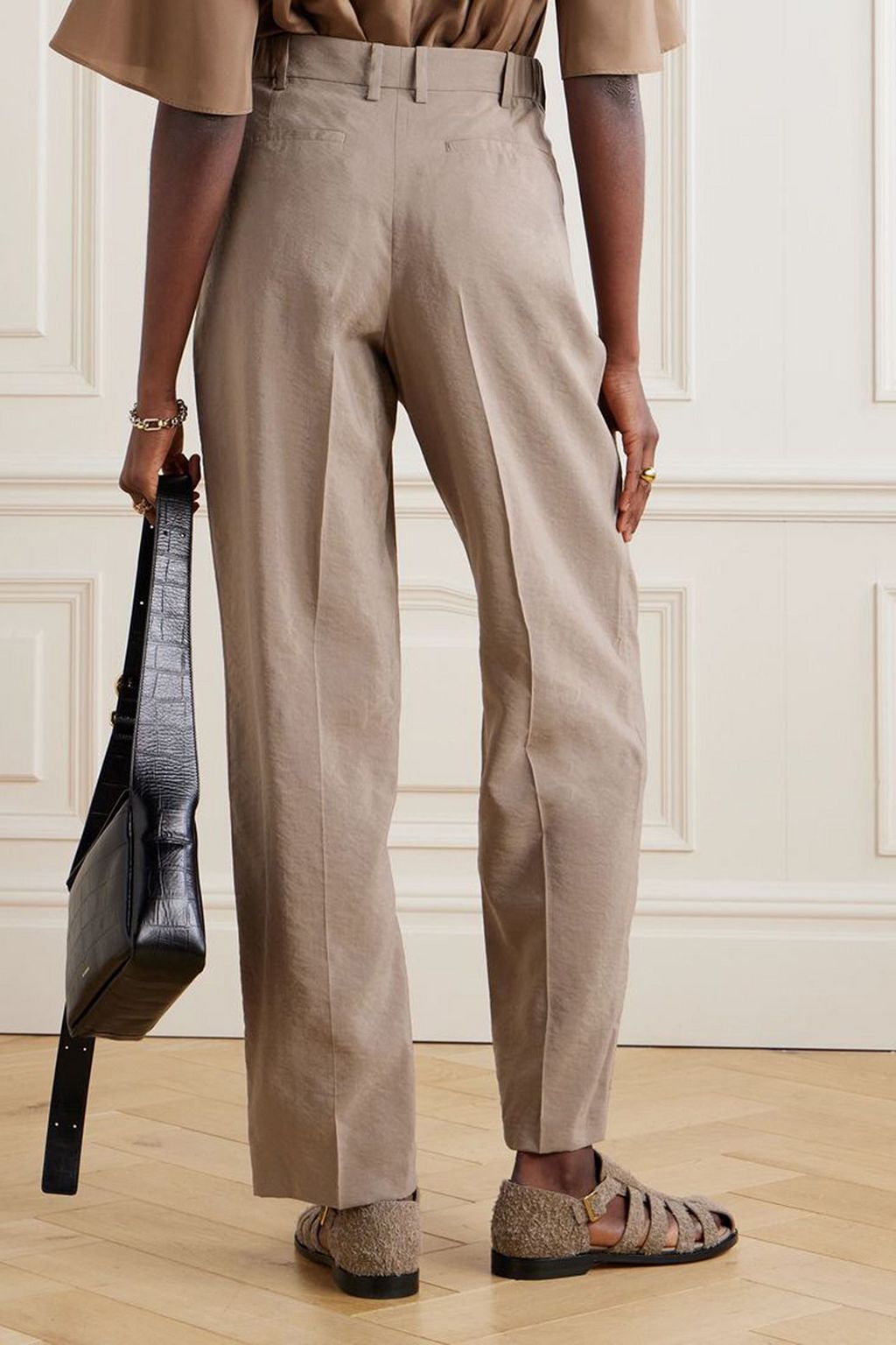 JOSEPH Tarn pleated silk-blend drill wide-leg pants