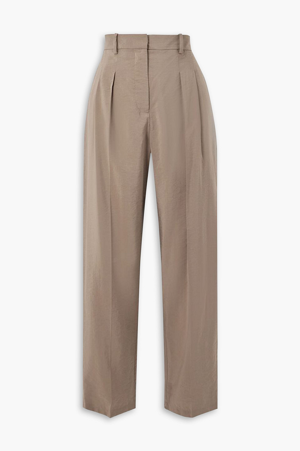 Joseph Tarn Pleated Silk-blend Drill Wide-leg Pants In Taupe
