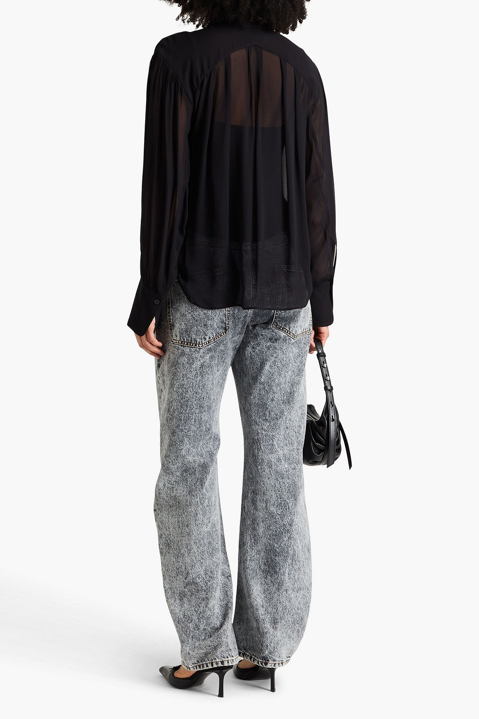  Rag & Bone - Hannah Geraffte Bluse Aus Georgette - Schwarz - Xxs 