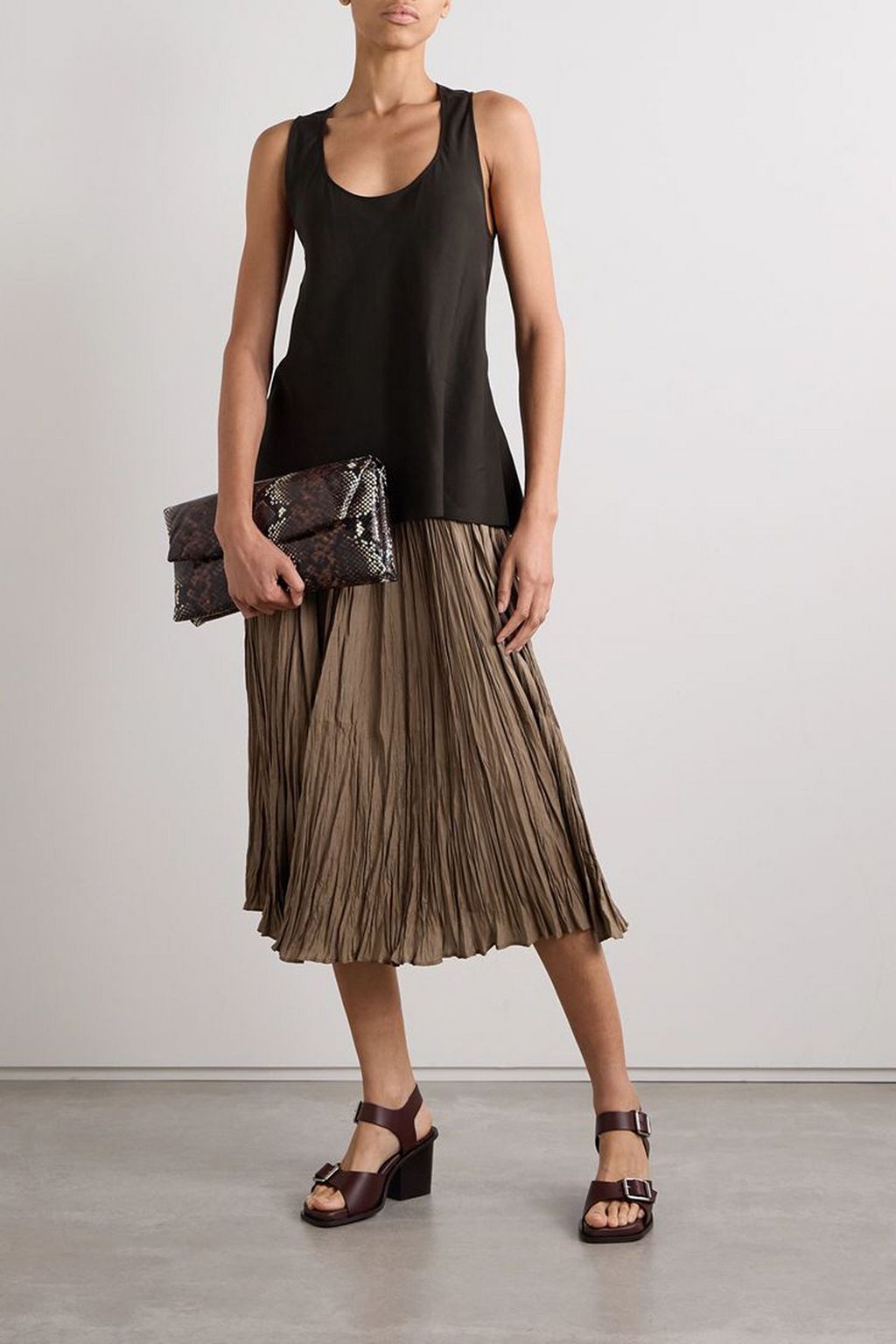 JOSEPH Sully pleated silk-habotai midi skirt