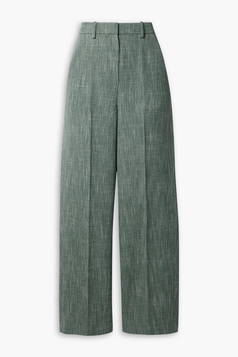 Co High-rise Wool-blend Wide-leg Pants In Forest Green