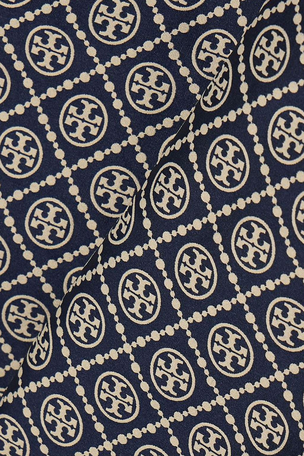 TORY BURCH Belted twill-jacquard tapered track pants