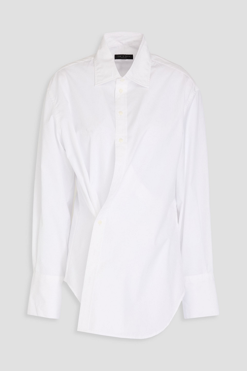 Rag & Bone Indiana Wrap-effect Cotton-poplin Shirt In White