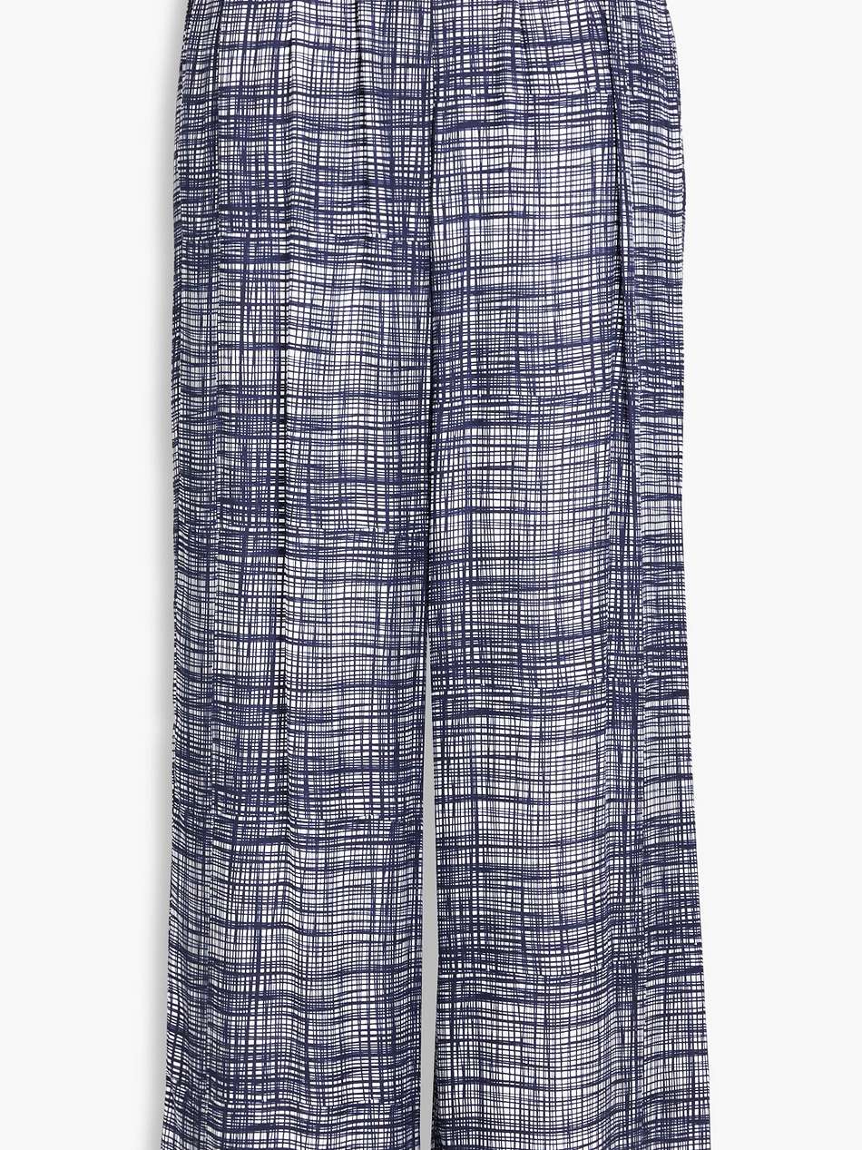 tara printed silk-blend twill wide-leg pants