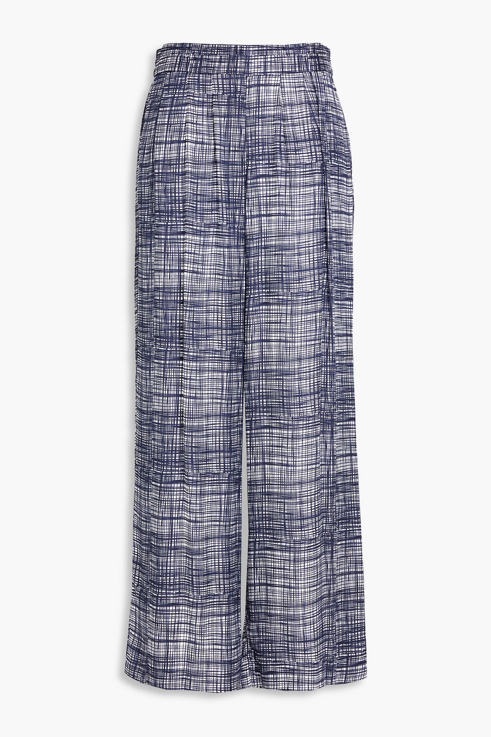 Rag & Bone Tara Printed Silk-blend Twill Wide-leg Pants In Navy